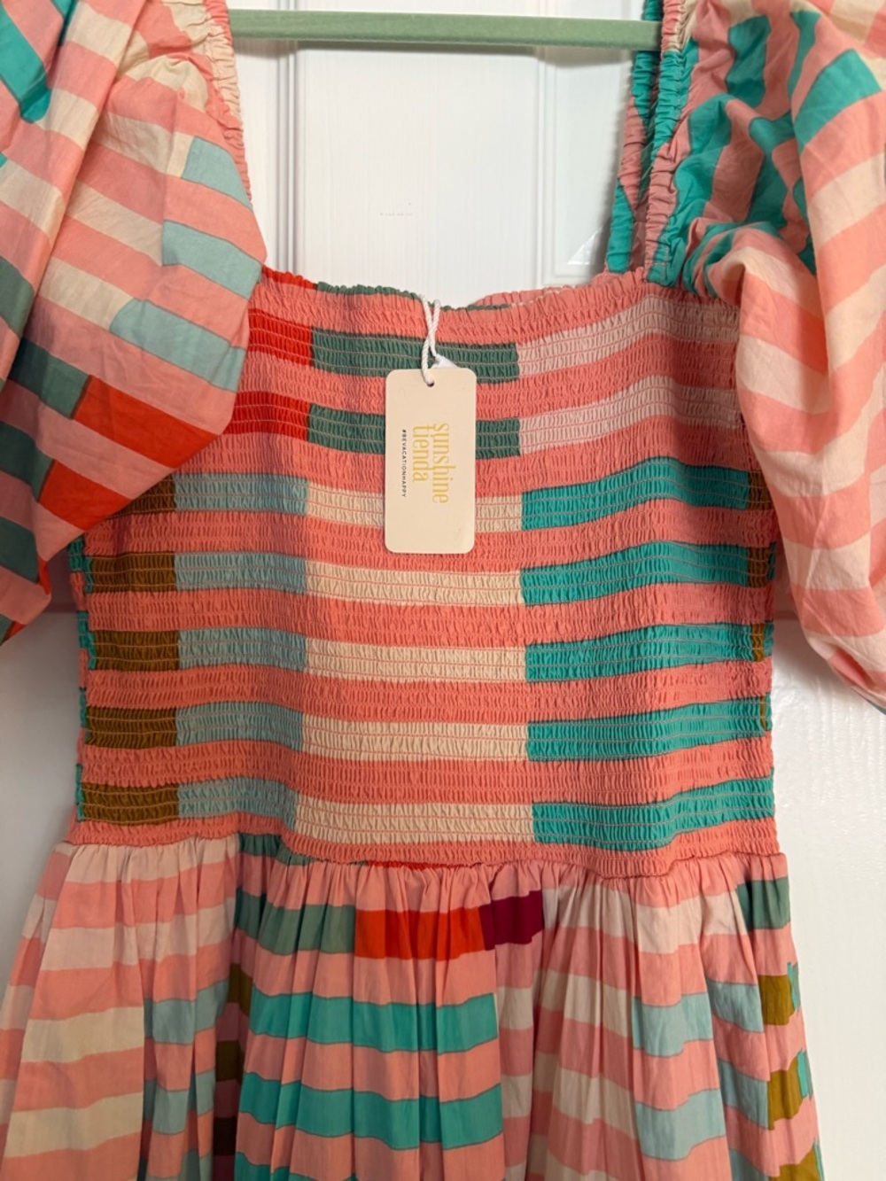 Sunshine Tienda Apricot Colorful Striped Toula Dress NWT - Picture 4 of 5